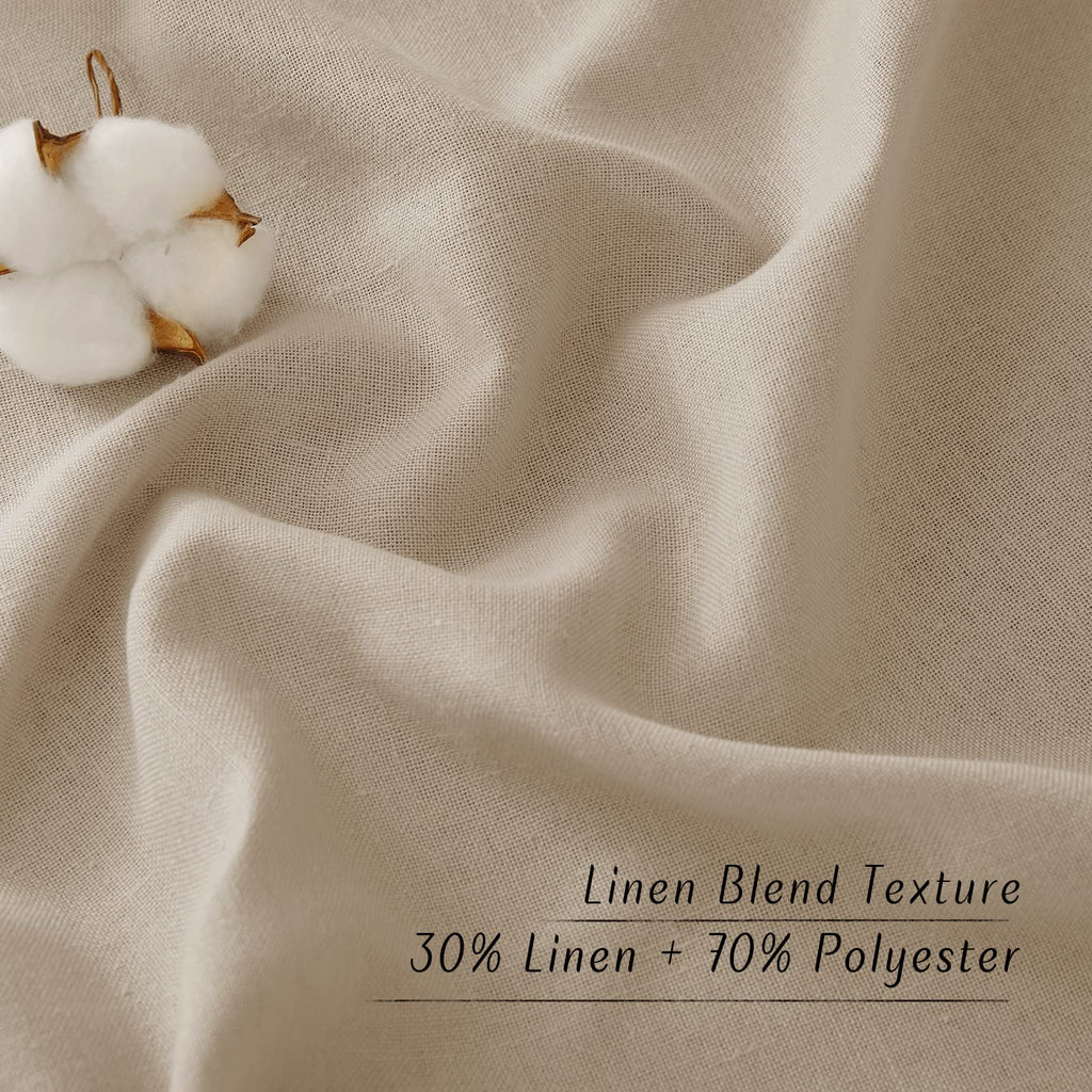 Nicetown Thick Flax Linen Curtains 96 Inch Long, Grommet Semi Sheer Window Treatments Privacy Added With Light Filtering Drapes For Bedroom/Living Room, Taupe, W55 X L96, 2 Panels