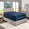 Nestl Navy California King Fitted Sheet, Extra Deep Pocket Cal King Fitted Sheet Only, 1800 Microfiber Fitted Bed Sheet, Ultra Soft Fitted Sheet California King Fits Up To 24 Inch Mattress
