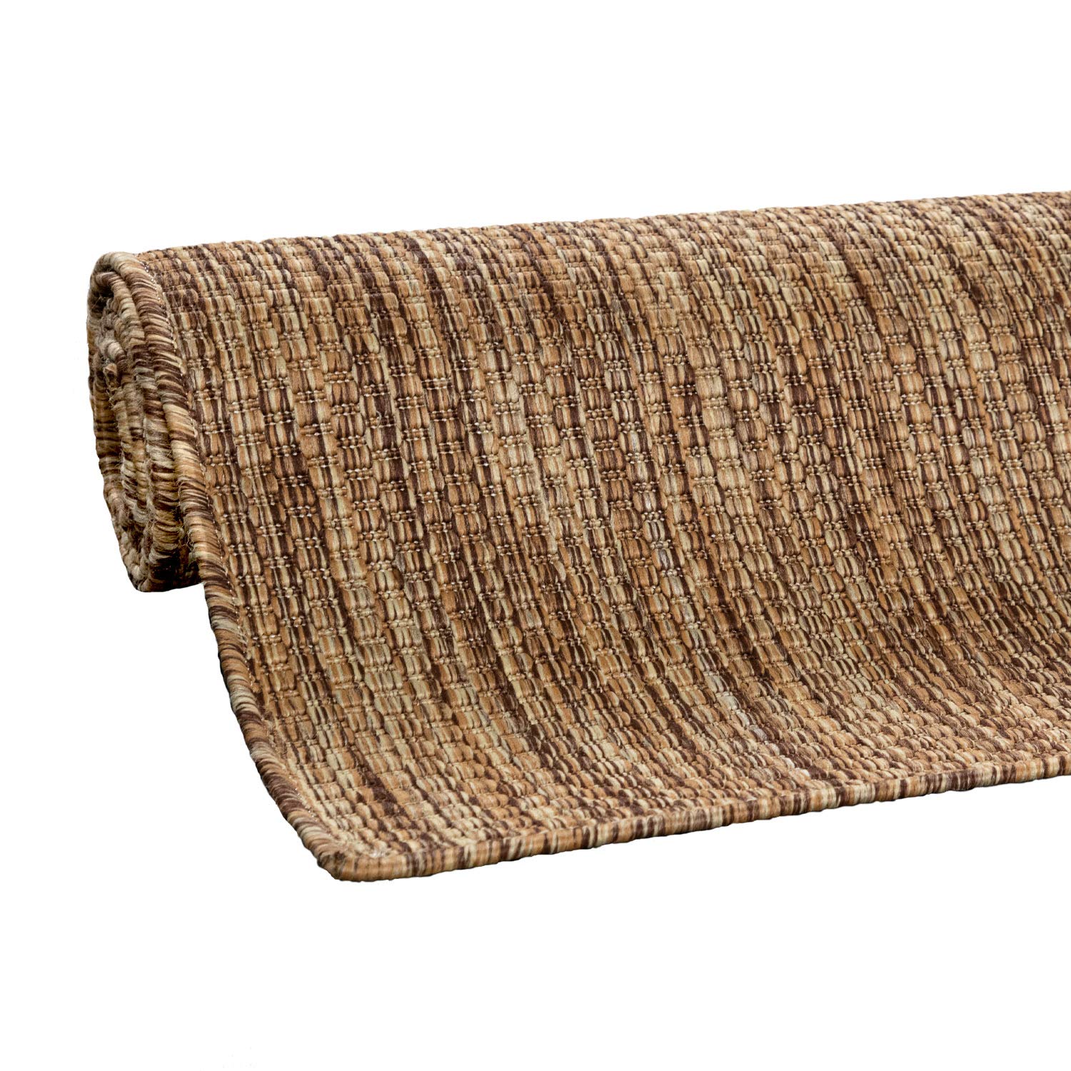 Solid Outdoor Rug For Patio Or Balcony Weatherproof In Mottled Brown Beige, Size: 2' X 3'3'