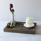 Elegant Designs Hg2032-Rgs Salento Farmhouse Rectangular Decorative Led Light Up Wooden Serving Tray W Metal Handles & Home Sweet Home In Black For Décor, Centerpiece, Breakfast, Bar, Rustic Gray