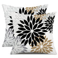 Dfxsz Black Brown Outdoor Pillow Covers 24X24 Inch Set Of 2 White Gray Flower Throw Pillows Farmhouse Outdoor Modern Floral Poly