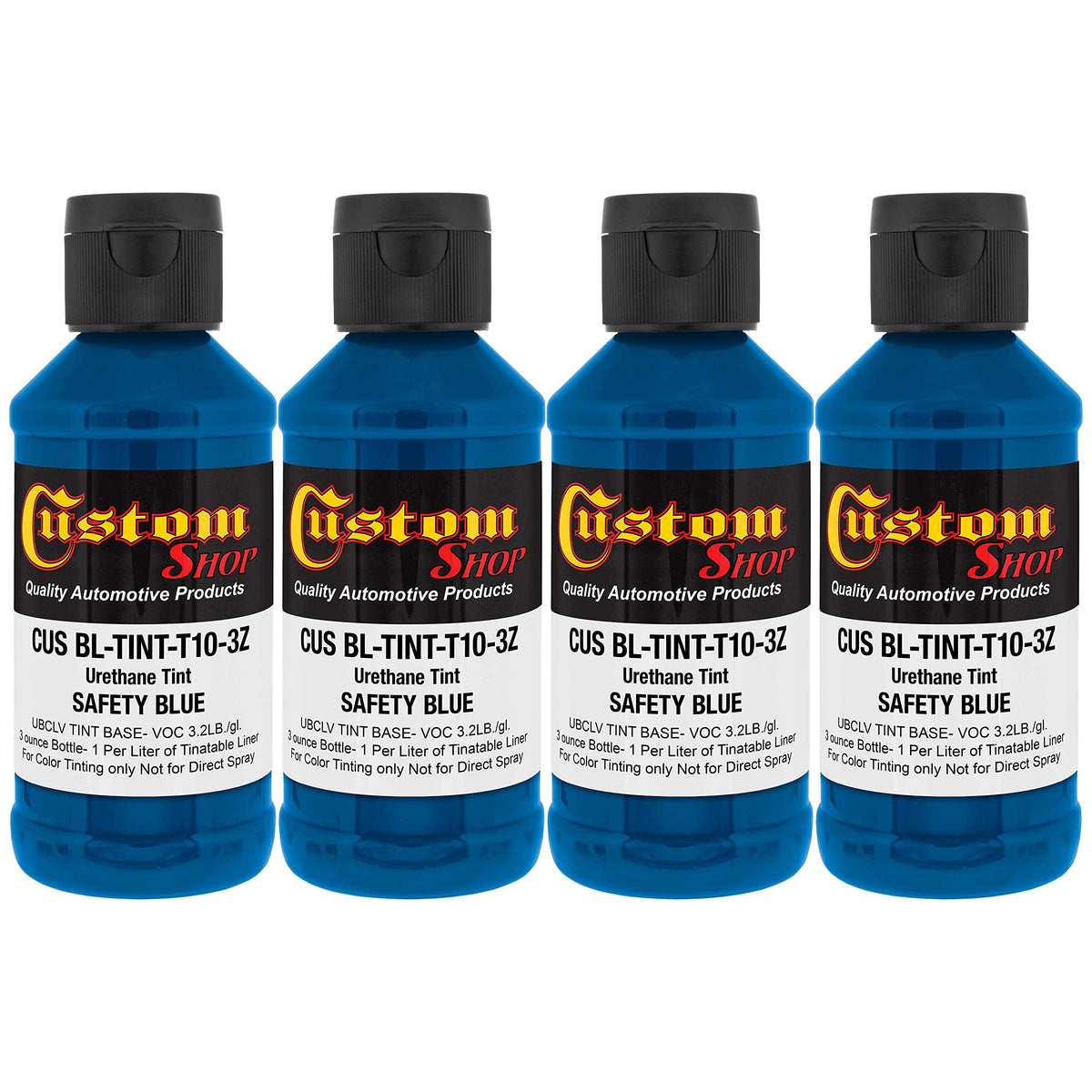 Custom Coat 3 Ounce (Safety Blue Color) Urethane Tint Concentrate For Tinting Truck Bed Liner Coatings (Pack Of 4) - Proportione