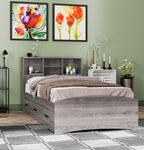 Captain Paltform Bed with 3 Drawers and Bookcase Headboard (Grey, Twin)