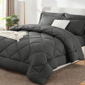Cozylux Queen Bed In A Bag 7-Pieces Comforter Sets With Comforter And Sheets Dark Grey All Season Bedding Sets With Comforter, P