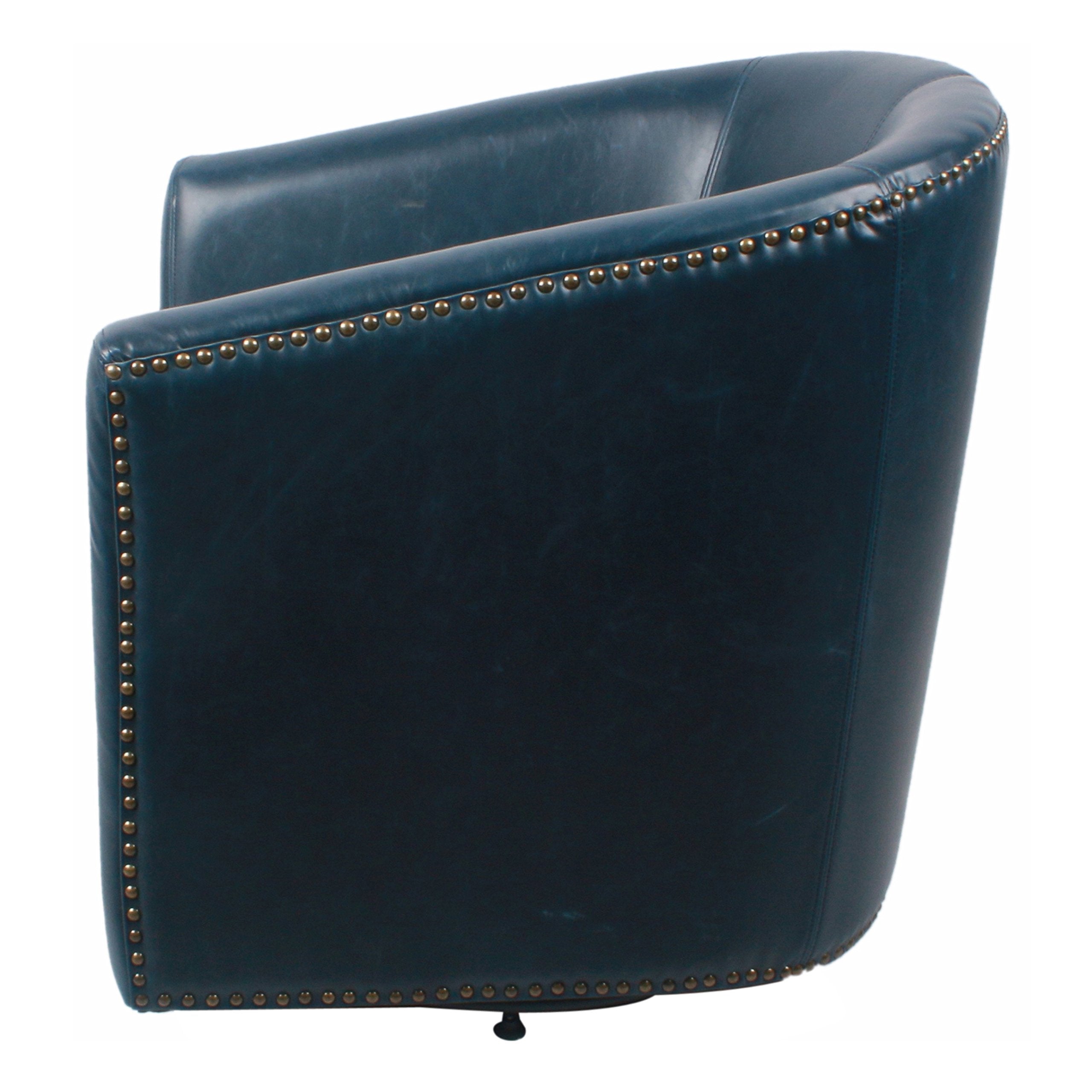New Pacific Direct Ernest Bonded Leather Swivel Chair,Vintage Blue,Fully Assembled