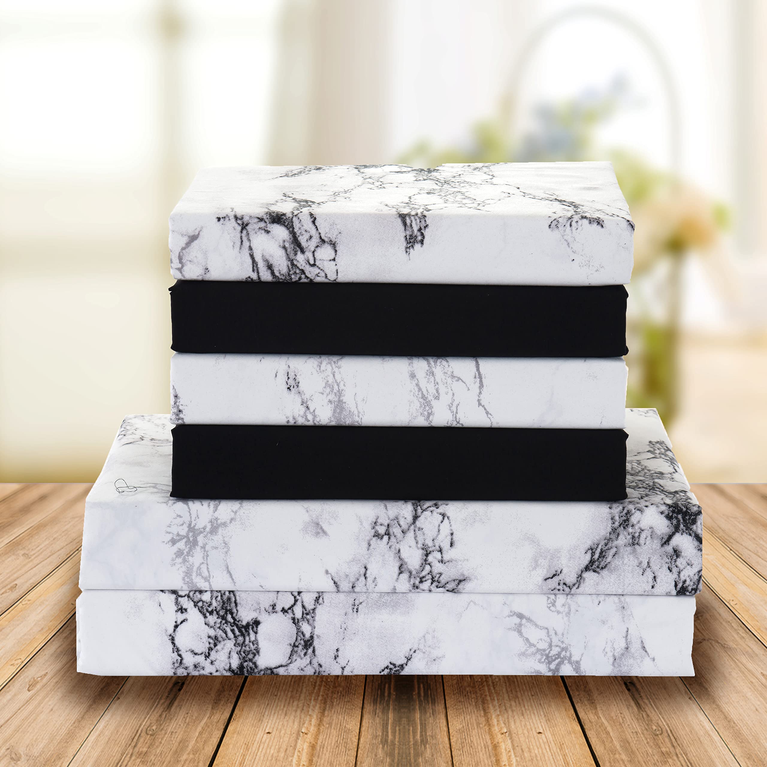 Elegant Comfort Eloise Marble Printed 4-Piece Sheet Set, 1500 Premium Hotel Quality Microfiber, Soft, Wrinkle And Fade Resistant, Fitted Sheets With Smart Pockets, Marble Sheet Set, Twin, White