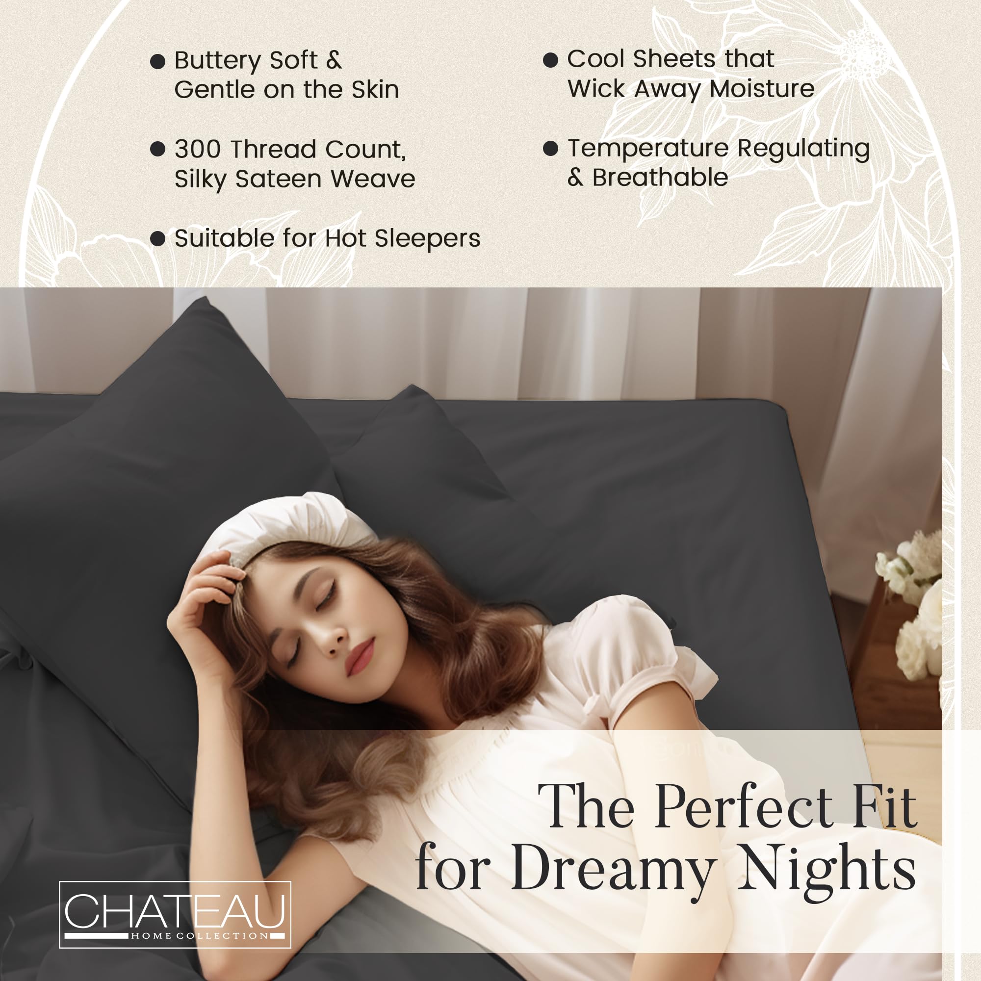 King Sheets- 100% Organic Cotton Sheets King Size Bed Sheets - Gots Certified 300 Tc Staple Cotton Sheets For King Size Bed, 4 Pc Breathable King Size Sheets Set, Deep Pocket King Sheet Set - Charcoal