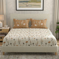 Huesland By Ahmedabad Cotton 144 Tc Double Bedsheet Cotton With 2 Pillow Covers | White, Tangerine Orange & Grey