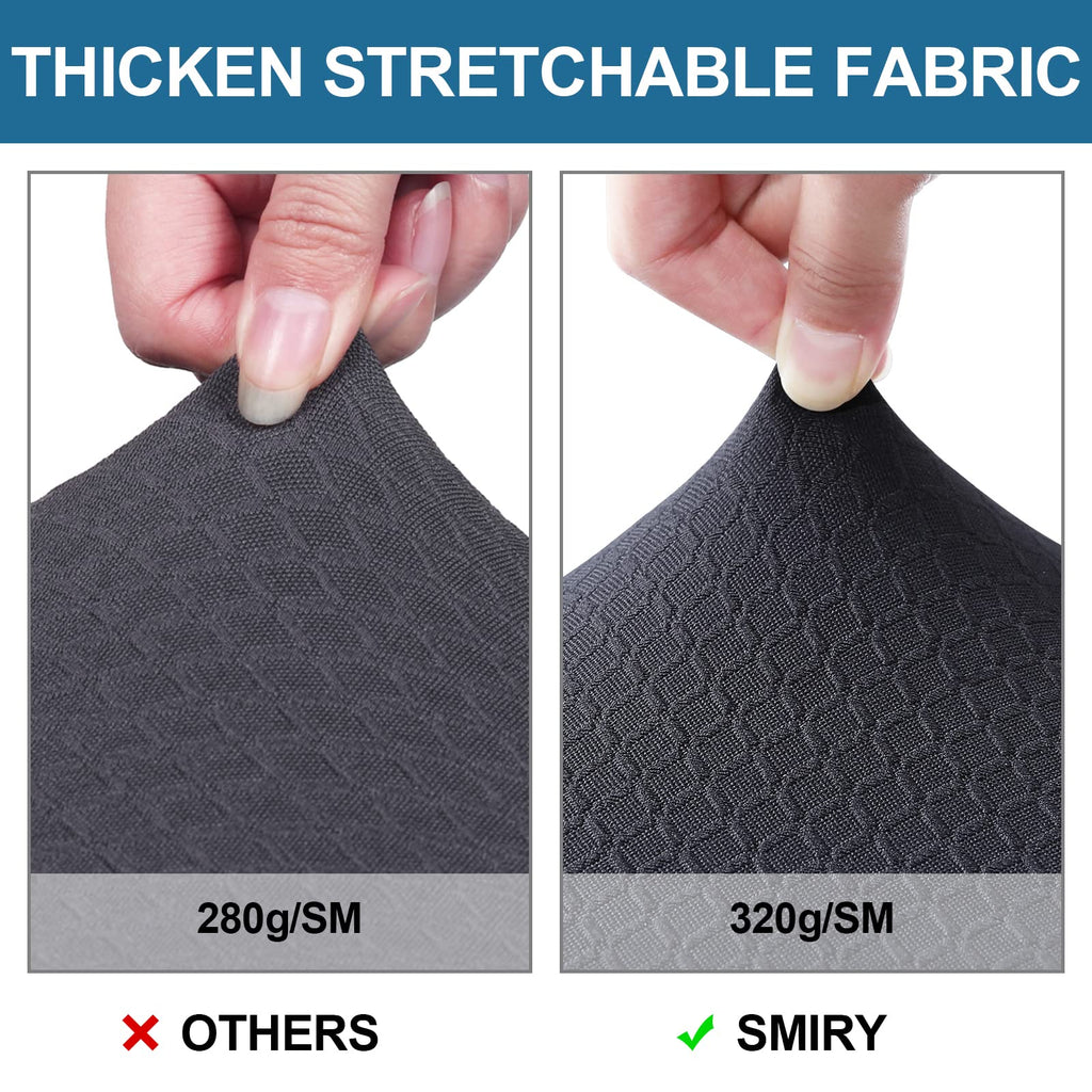 Smiry Waterproof Seat Covers For Dining Room Chairs Set Of 8, Stretch Jacquard Removable Washable Chair Seat Slipcovers Protector, No Rear Covers, Dark Grey