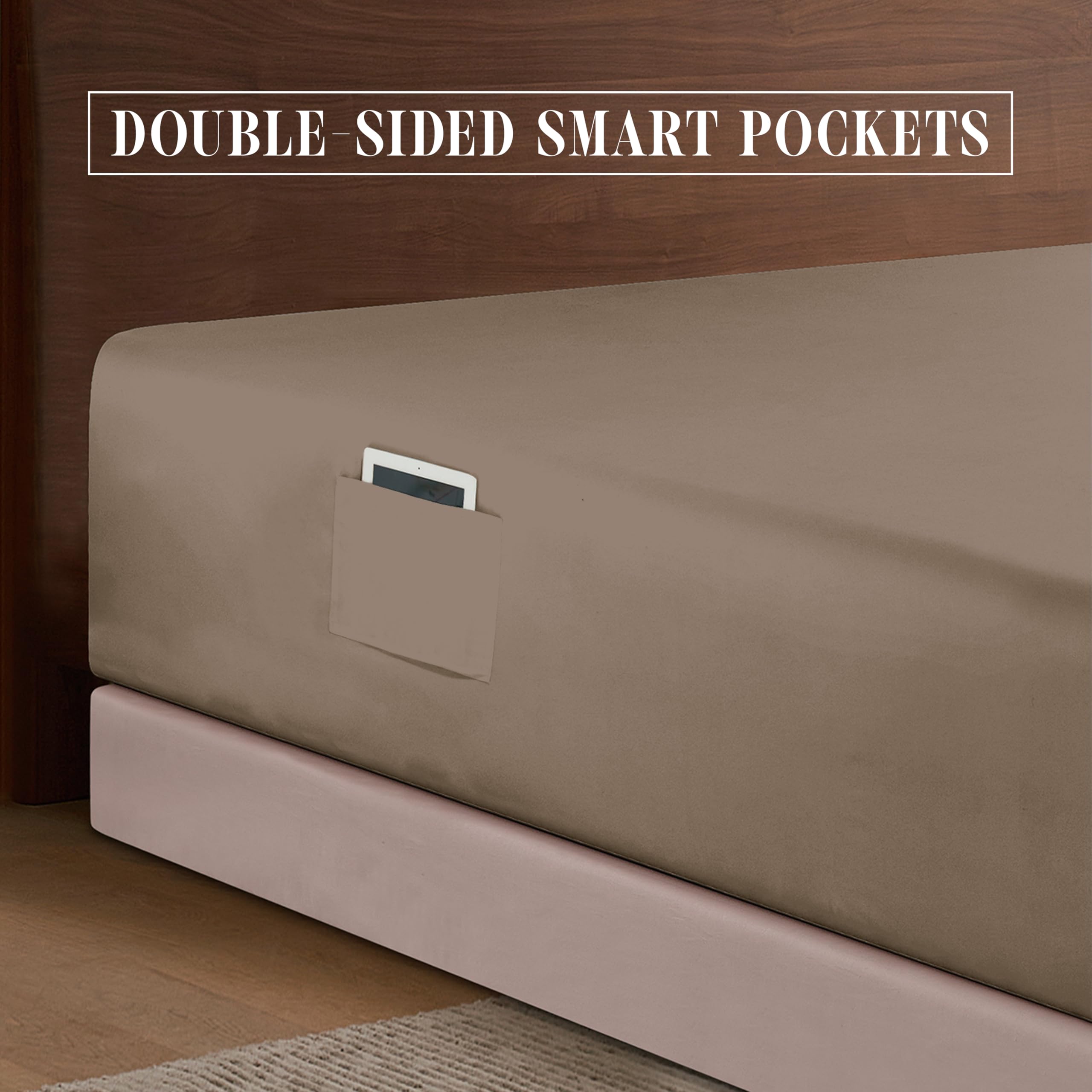 Elegant Comfort 1500 Premium Hotel Quality 18-24 Inches Deep - Extra Deep Pocket Single Fitted Sheet For High Mattress, Luxury And Softest, Smart Pocket - Wrinkle Free, Full, Taupe