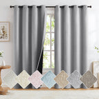 Grey Full Blackout Linen Curtains for Bedroom 84-inch-Long Thermal Insulated Noise Reducing Window Treatment Set of 2 Rustic Far