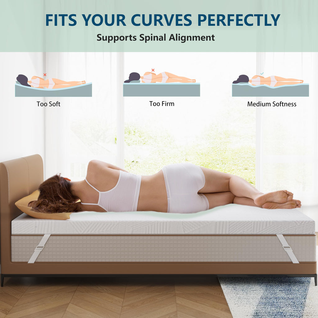 3 Inch Twin Gel Memory Foam Mattress Topper, Cooling Bed Topper With Removable Cover, Soft & Pain Relief & Breathable, Certipur-