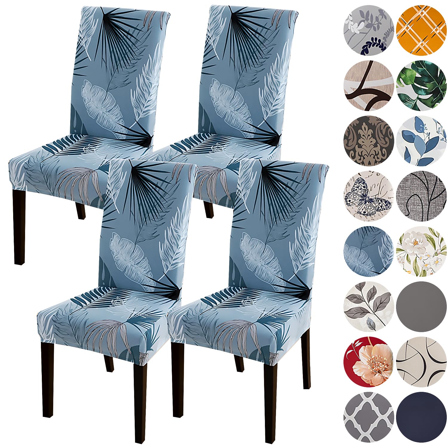 Hzdhclh Blue Chair Covers For Dining Room Set Of 4,Stretch Spandex Parsons Chair Slipcover 4 Pack,Washable Anti-Dust Chair Seat