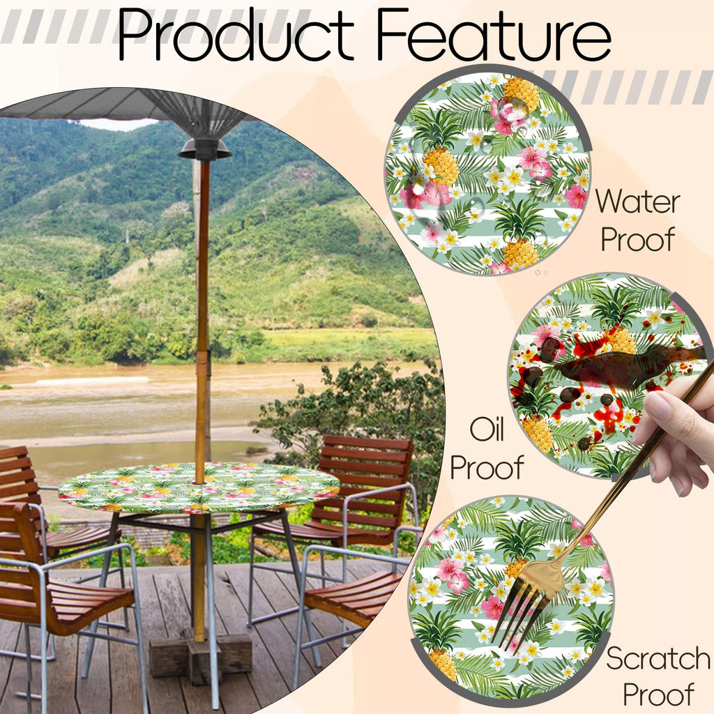 Opstellen Round Tablecloth With Umbrella Hole And Zipper Waterproof Fitted Patio Table Cloth Outdoor Tables Cover Elastic Tablec