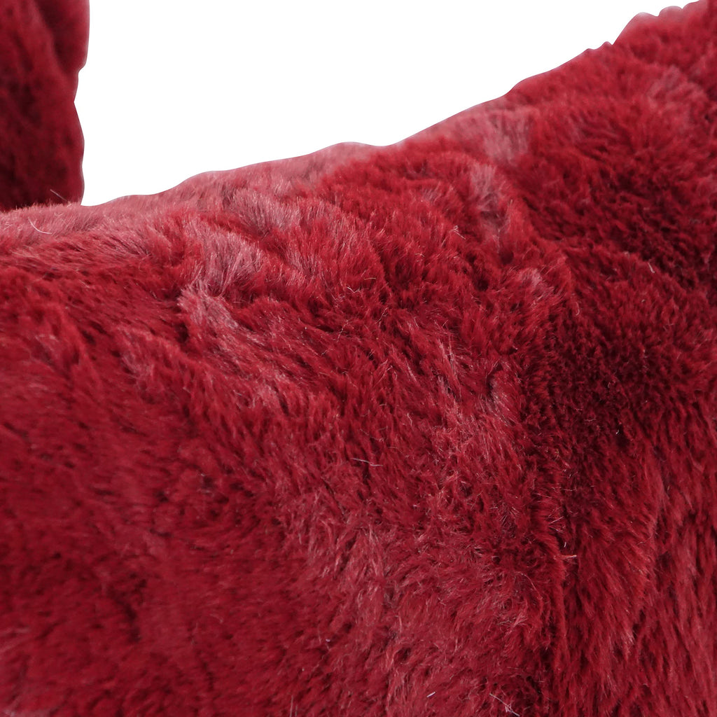 Blazing Needles Square Faux Fur Throw Pillow, 17", Naples Cranbe