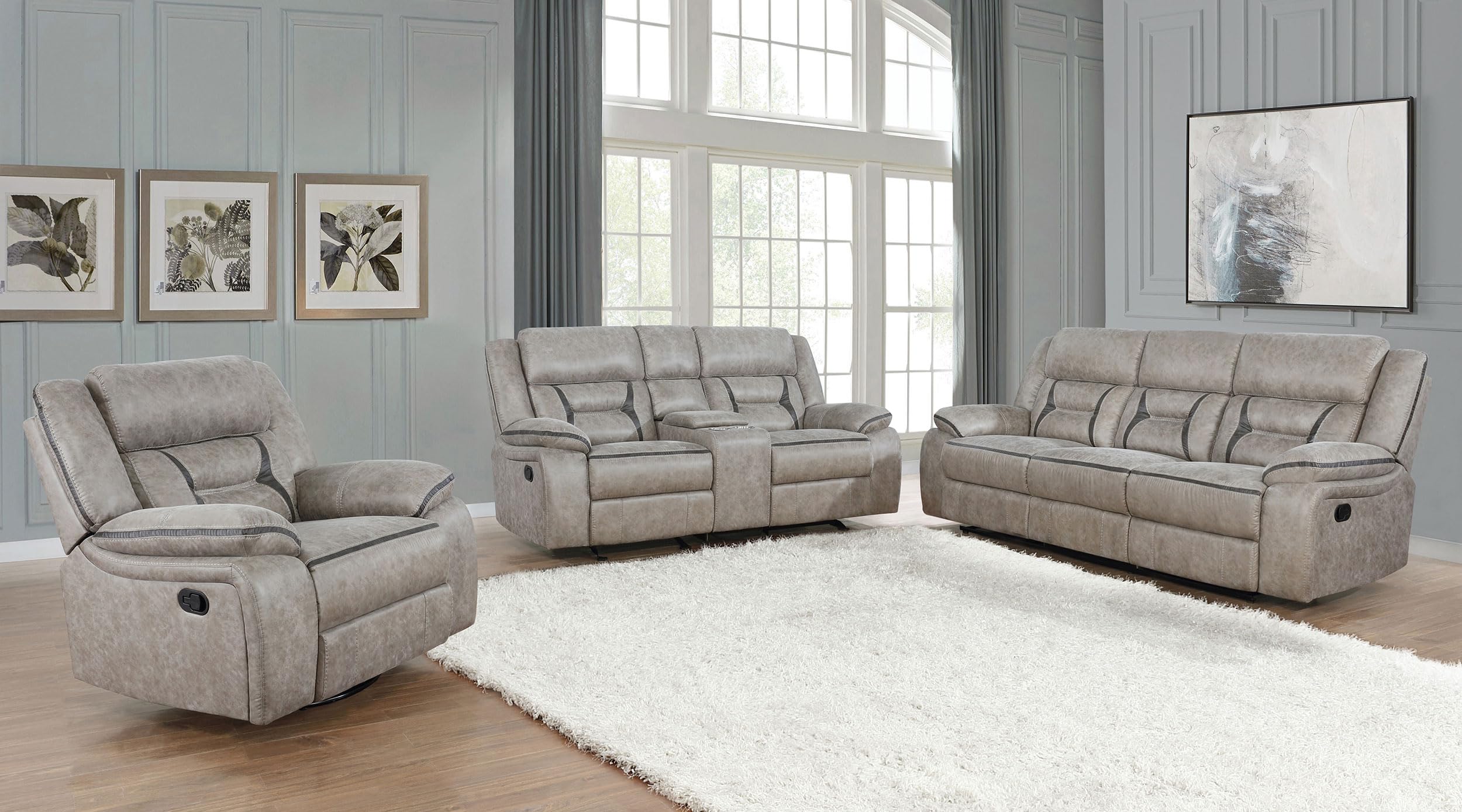 Coaster Greer 3-Piece Motion Sofa Set, Taupe