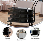 Flash Furniture Kaden L-Shaped Folding Chair Dolly for Large Events, Commercial Grade Steel Folding Chair Cart, Holds up to 36 Chairs, Black