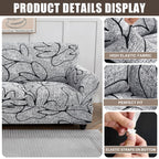 Searchi Stretch Sofa Cover Printed Couch Covers, Floral Pattern 2 Piece Armchair Slipcover With Separate Chair Cushion Cover, Washable Furniture Protector For Living Room(Armchair, Grey Lotus+White)