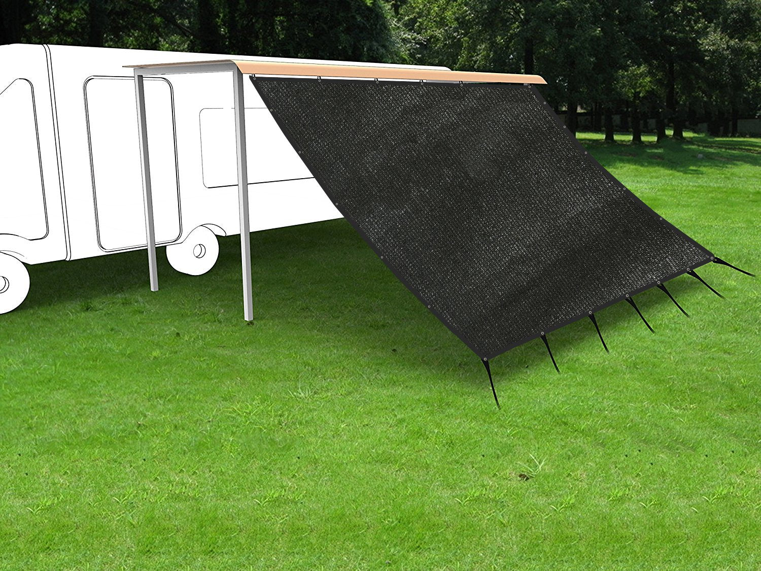 Shatex 8X16Ft Rv Awning Shade With 90% Privacy Screen Free Kit, Black