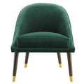 Steve Silver Avalon Emerald Green Velvet Tubular Hardwood Legs, Brass Tips, Mid-Century Modern Design Accent Lounge Chair, Mid-Century Modern, Hardwood Legs w/Brass Tips, 24.5 x 27 x 30, Green