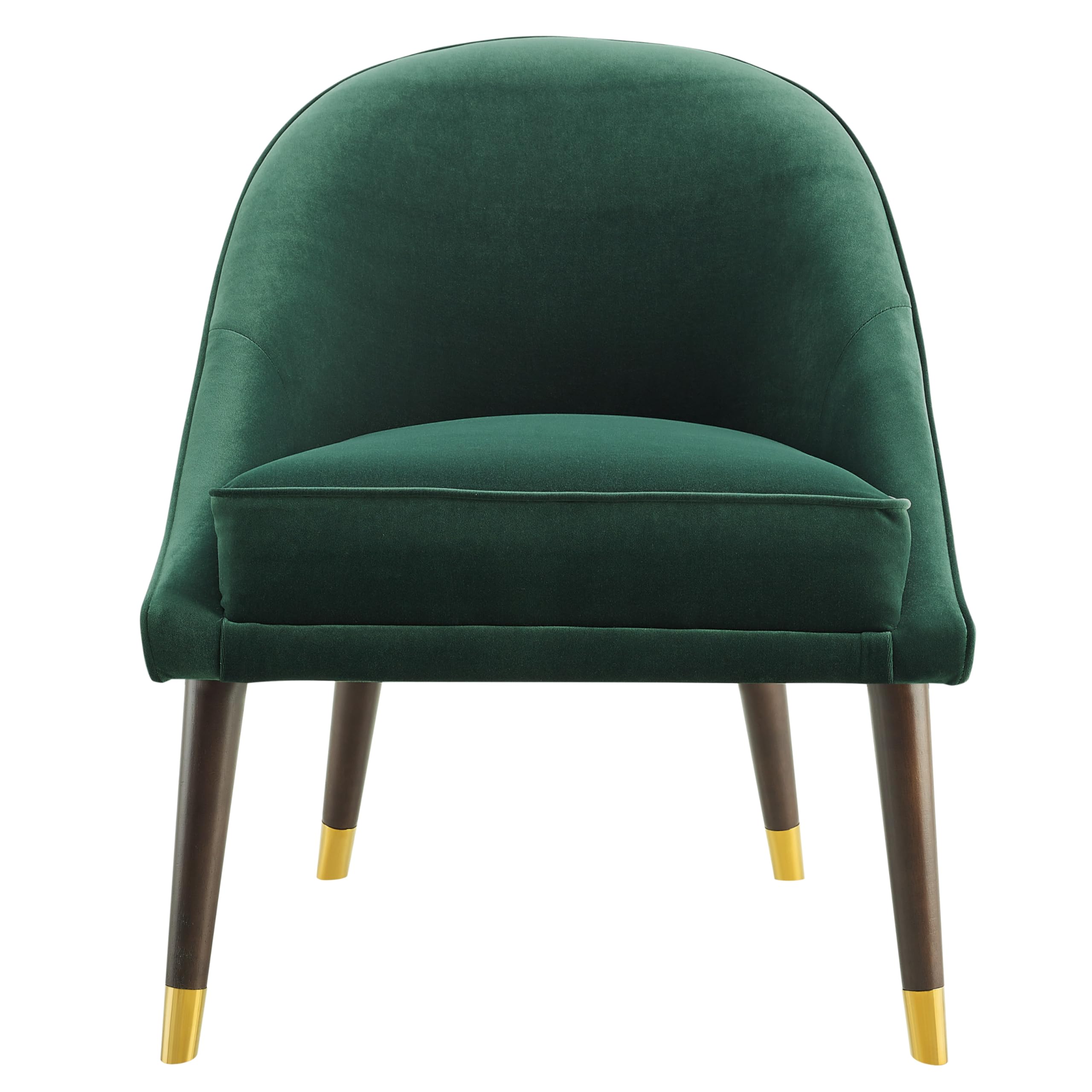 Steve Silver Avalon Emerald Green Velvet Tubular Hardwood Legs, Brass Tips, Mid-Century Modern Design Accent Lounge Chair, Mid-Century Modern, Hardwood Legs w/Brass Tips, 24.5 x 27 x 30, Green