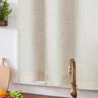 Jinchan Linen Kitchen Curtain With Tassels 36 Inch Boho Tier Curtain Beige Farmhouse Cafe Curtain Light Filtering Small Window Curtain For Bathroom Laundry Room Rv Rod Pocket Back Tab 1 Panel Crude