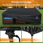 Startwo 2 Years Lifespan Patio Furniture Covers Waterproof, Anti-Uv Tear-Resistant 500D Heavy Duty 7-12 Seats Outdoor Furniture Cover For Sectional Sofa, Patio Table Cover, 110'X84'X28', Black