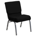 4 Pk. 21 Black Fabric Stacking Church Chair - Silver Vein Frame