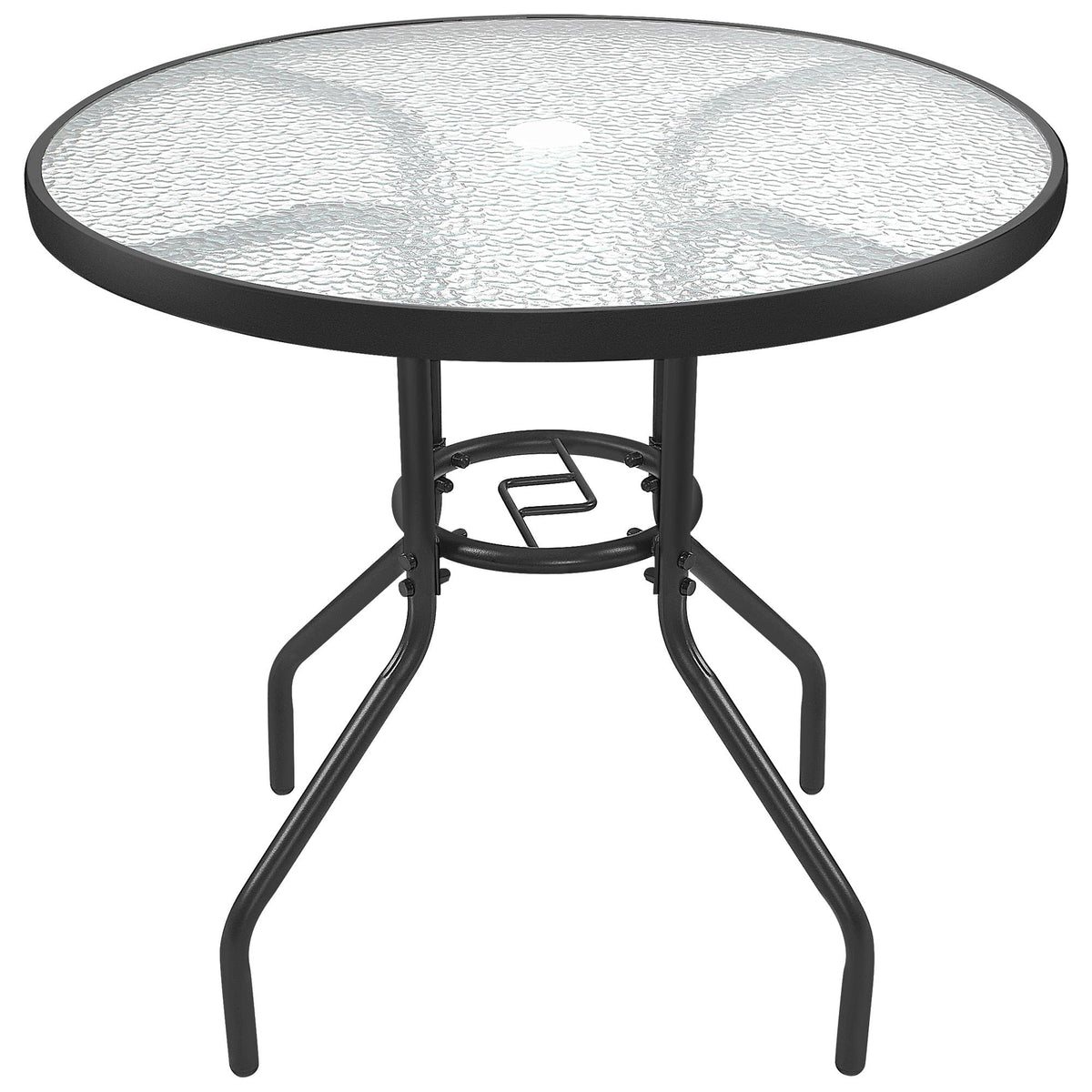 costoffs Garden Dining Table Outdoor Round Table Patio Coffee Table with Umbrella Hole 80cm x 80cm x 72.5cm