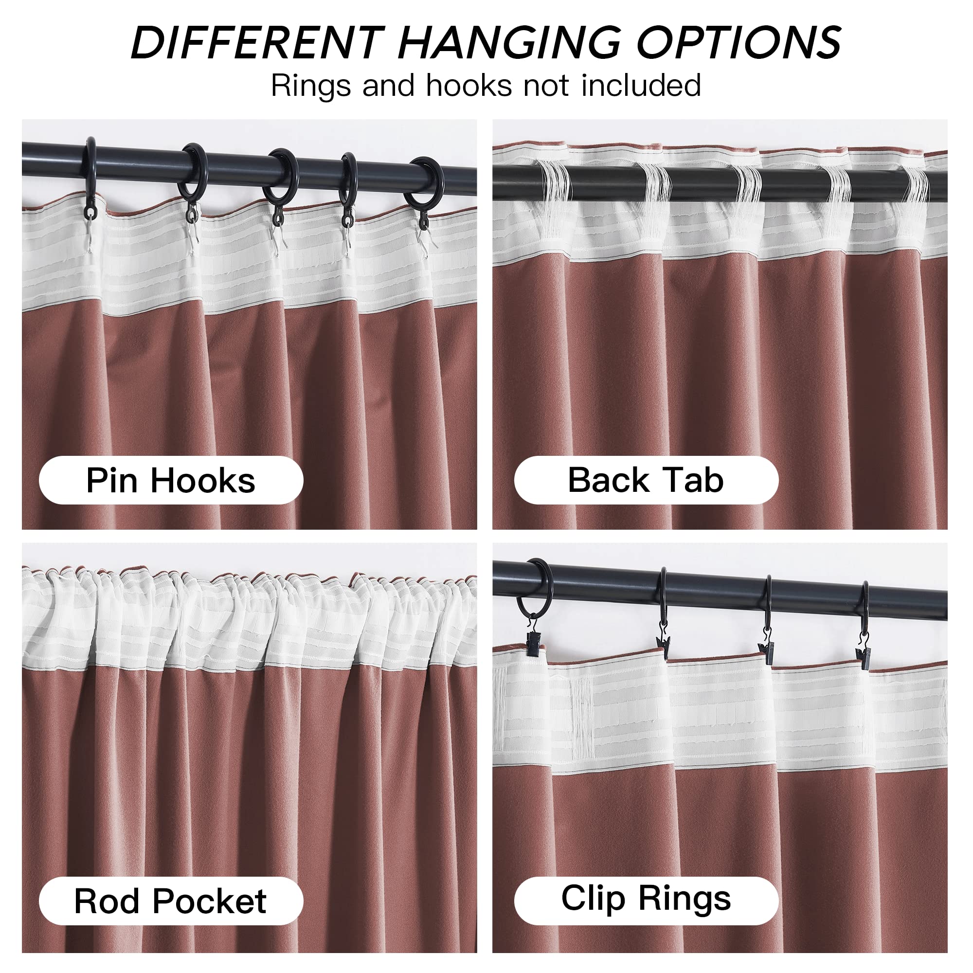 Ryb Home Dusty Pink Velvet Curtains 108 Inch, Room Darkening Window Curtains For Living Room Energy Efficient Backdrop Festival Decor For Girls Bedroom Dining Room, Wild Rose, W52 X L108 Inch, 2 Panel