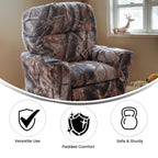 Flash Furniture Chandler Vinyl Kids Recliner With Cup Holder And Safety Recline, Contemporary Reclining Chair For Kids, Supports Up To 90 Lbs., Camouflage
