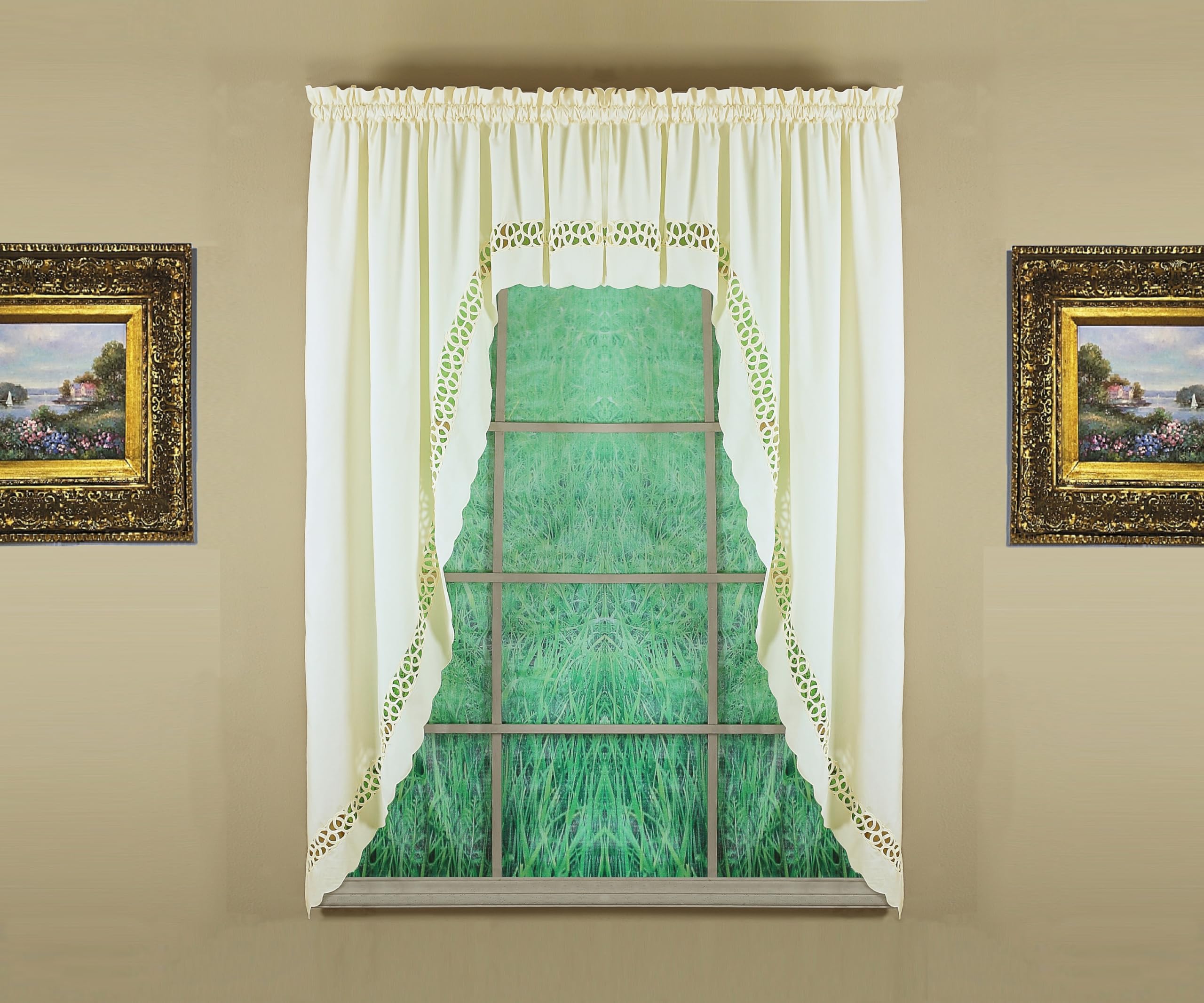 Todays Curtain Hellina Tapework Window Swagger, 63-Inch, Ecru