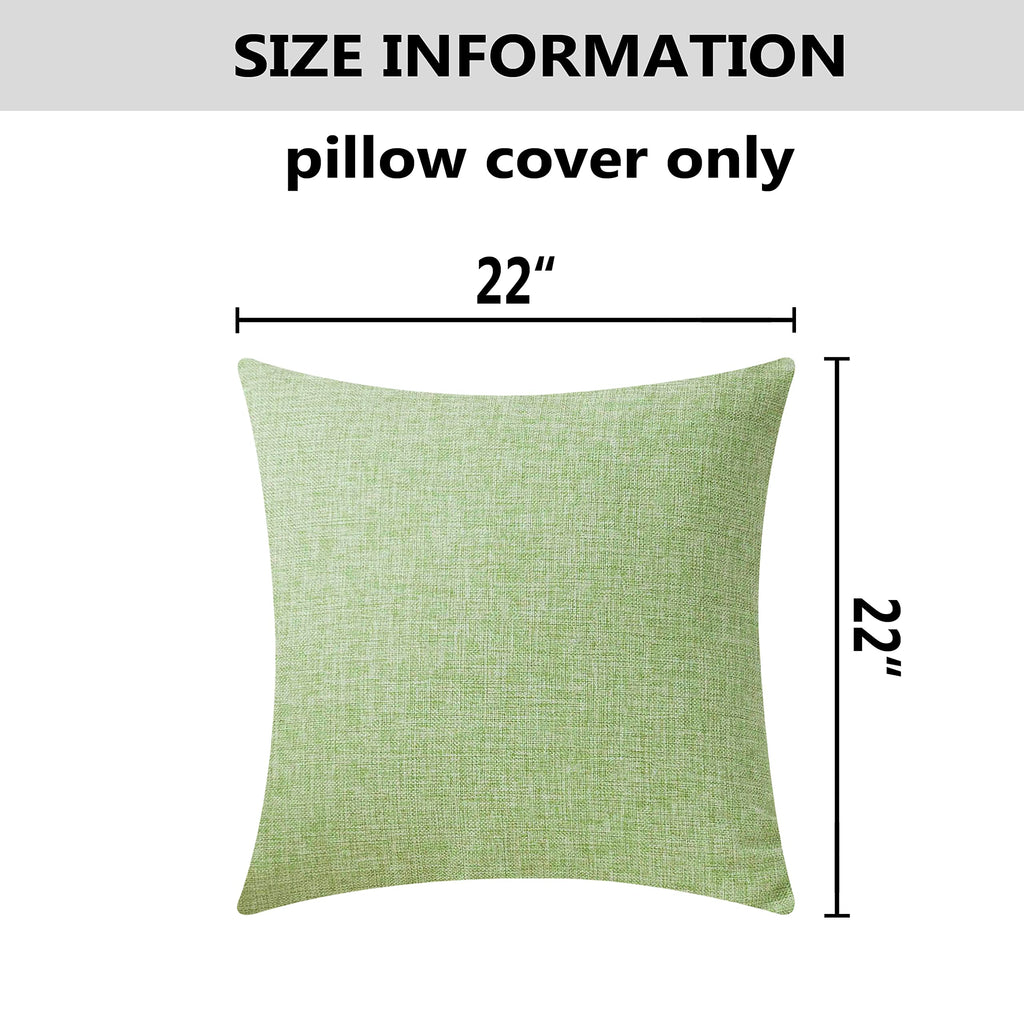 Home Brilliant 2 Pack Lined Linen Euro Sham Decorative Sage Throw Pillow Covers For Living Room, 22 Inch, 55Cm, Grass Green