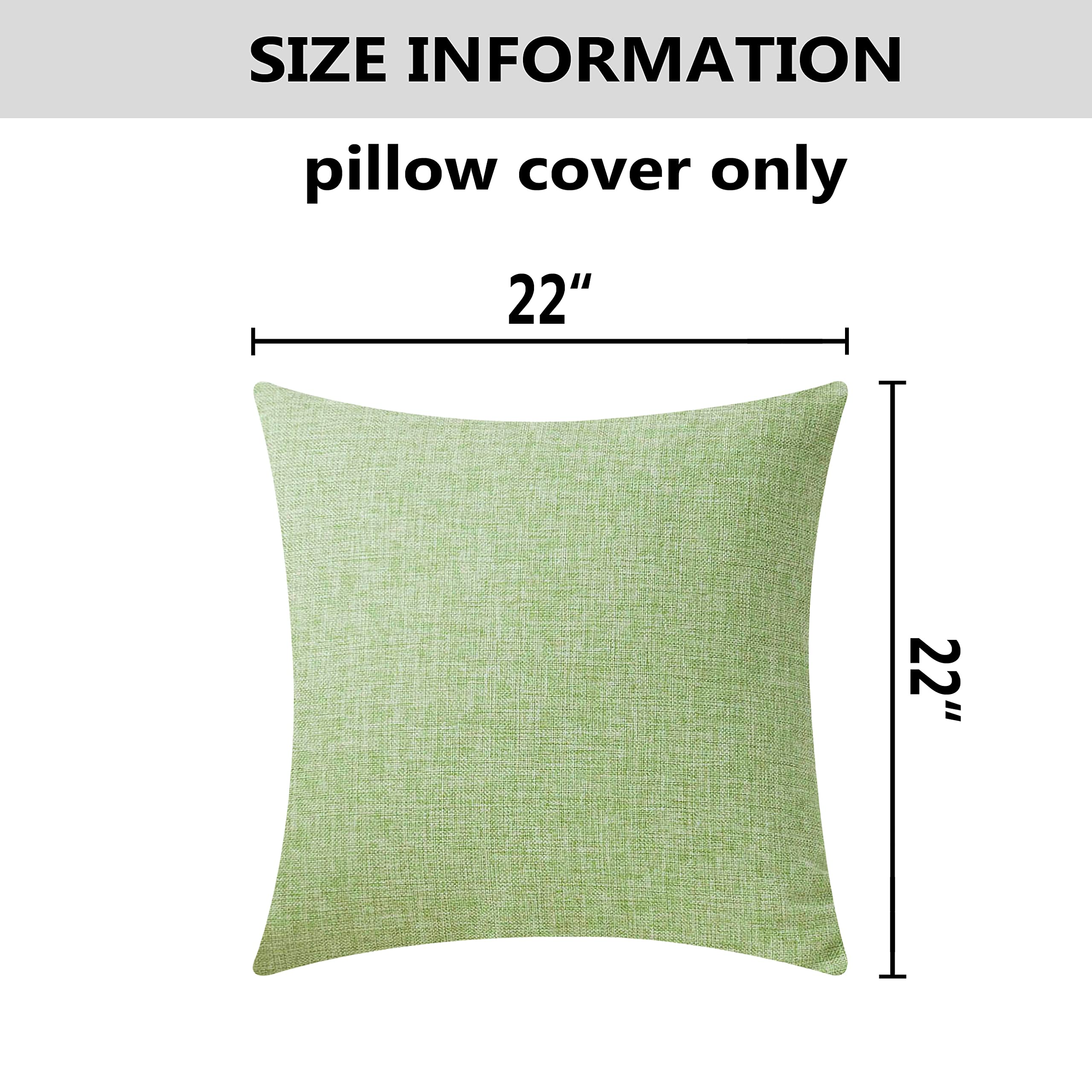 Home Brilliant 2 Pack Lined Linen Euro Sham Decorative Sage Throw Pillow Covers For Living Room, 22 Inch, 55Cm, Grass Green