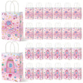 Geyoga 24 Pcs Pink Outer Space Party Favor Bags Space Goodie Gift Bags with Handles Galaxy Rocket Treat Party Supplies Two The M