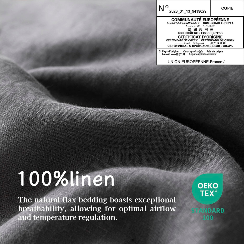Everly Linen California King Size Sheets Set, 100% Stonewashed French Linen Bed Sheets Deep Pocket Sheets, 4 Pieces (1 Flat Shee