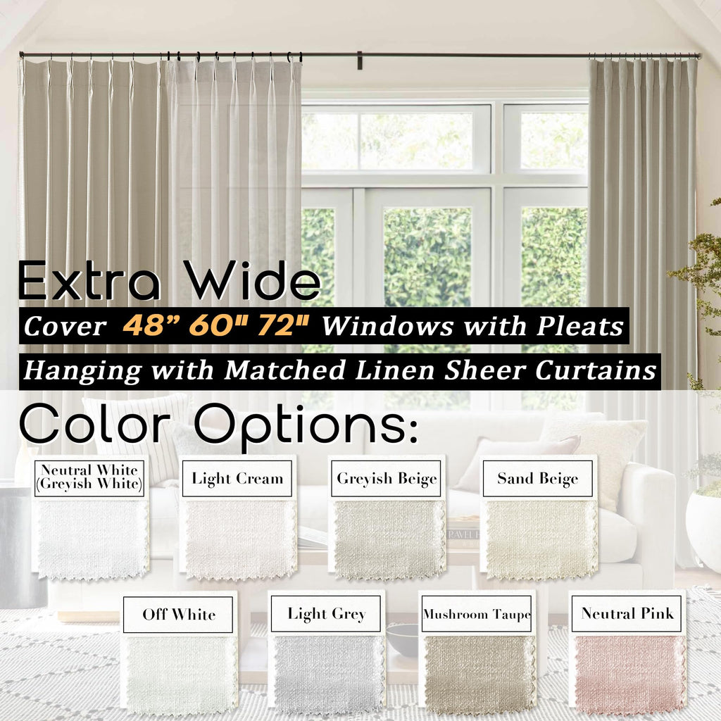 Shineland Pinch Pleated Soundproof Curtains 96 Inches Long 2 Panels Set For Office,Noise Cancelling Reducing Sound Proof Curtains For Window Soundproofing Doorway,Taupe