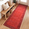Hedlive Vintage Rug Runners for Hallways Non Slip, 2x6 Washable Runner Rug for Bedroom Entryway, Ultra-Thin Red Hallway Runner R