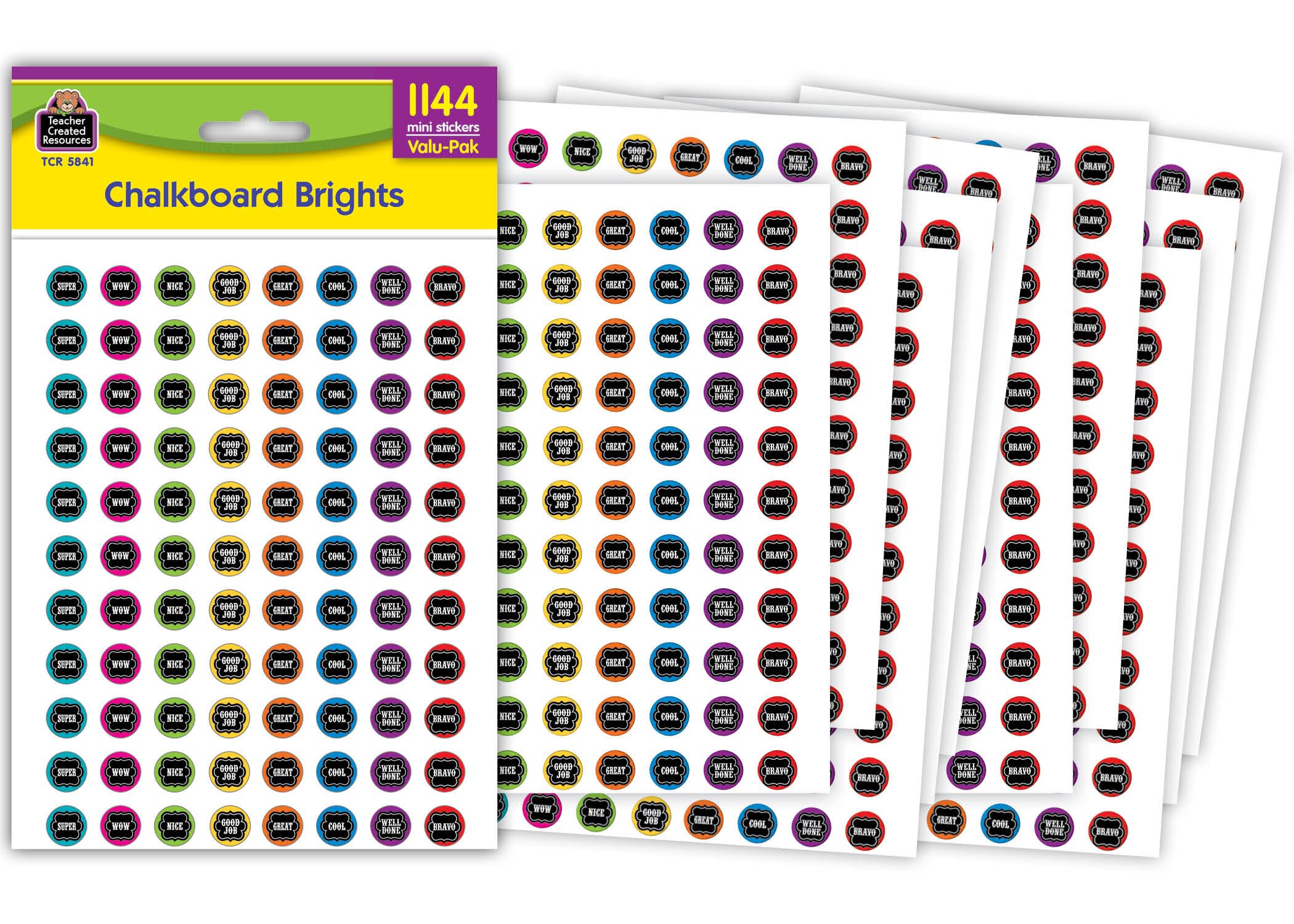 Teacher Created Resources Chalkboard Brights Mini Stickers Value-Pak (5841)