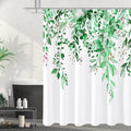 Gibelle Extra Long Shower Curtain 72 x 84, Emerald Green Floral Shower Curtain for Bathroom, Watercolor Plant Eucalyptus Leaves 