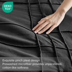 Comfort Spaces Black King Size Duvet Cover Set - 3 Pieces Pintuck Pleated Duvet Cover King, All Season Lightweight, Extra Softness Pre-Washed Microfiber King Bedding Cover Shams, King/Cal King