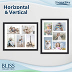 Icona Bay 11X14 Black Collage Picture Frame With Removable Mat For 5-4X6 Photos, Modern Style Wood Composite Frame, Wall Mount O