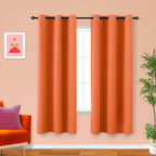 Koufall Orange Curtains For Boys Bedroom 2 Panels Blackout Room Darkening Autumn Dinosaur Themed Pumpkin Curtains For Kids Room Decor Nursery Dorm Living Space,63 Inch Length,Tangerine