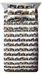 Jay Franco Monster Jam Tracks Twin Sheet Set - 3 Piece Set Super Soft And Cozy Kids Bedding Features Grave Digger & Megalodon -