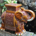 International Caravan Furniture Piece Large Porcelain Elephant Stool