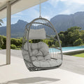 Brafab Wicker Rattan Hammock Egg Swing Chair with Hanging Chain, Aluminum Frame and UV Resistant Cushion, Indoor Outdoor Bedroom