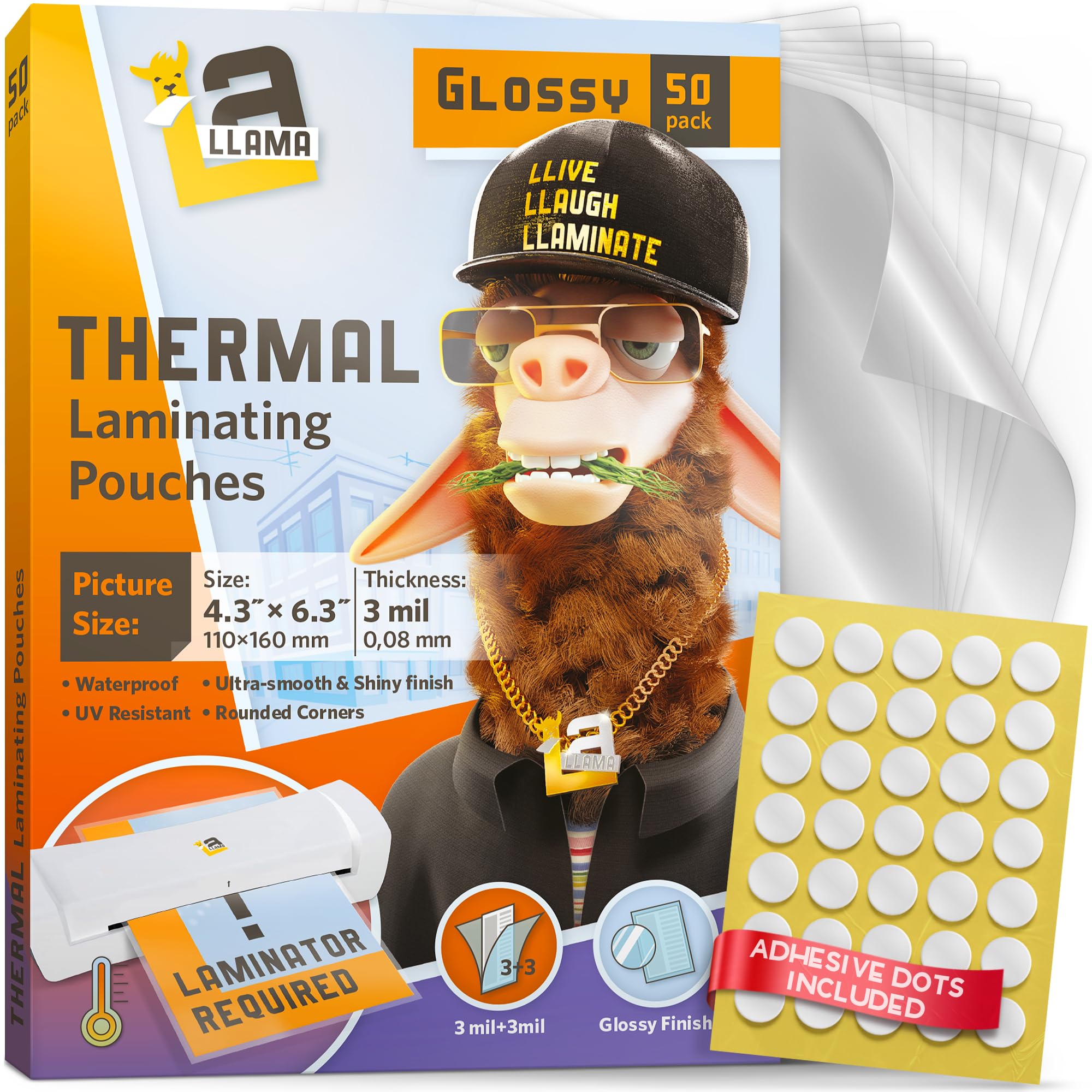 Thermal Laminating Pouches, 4.3 X 6.3 Inches, 3 Mil Thick, 50 Pack, Suited For Picture Size Laminating Sheets 4 X 6