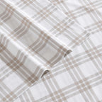 Eddie Bauer - Full Sheet Set, Cotton Percale Bedding Set, Super Soft And Cozy Home Decor, Oeko-Tex Certified (Basic Plaid Beige, Full)