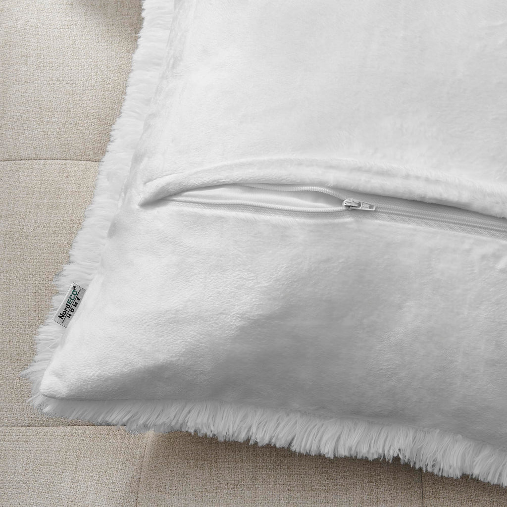 Nordeco Home Luxury Soft Faux Fur Fleece Cushion Cover Pillowcase Decorative Throw Pillows Covers, No Pillow Insert, 12'' X 20''