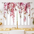 Oolygoo Burgundy Eucalyptus Small Kitchen Curtains Watercolor Red Leaves Window Treatment Flower Floral Plant Botanical Cafe Sho